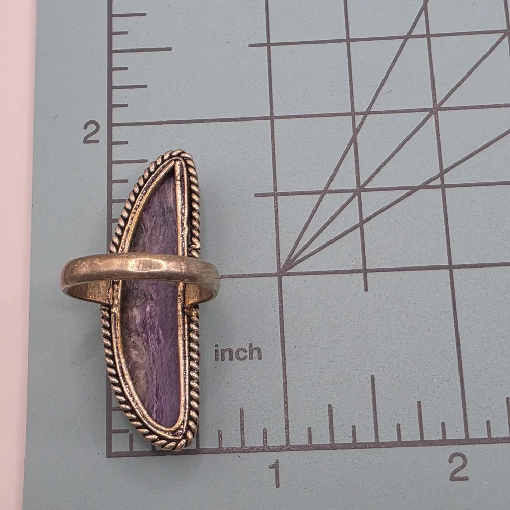 Artisan Sterling Silver Ring Purple Charolite Size 8 - Picture 7 of 7